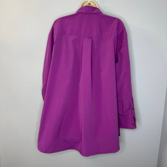 ATHLETA Oversized Poplin Top Jazzy Purple Shirt Performance Relax Women's XL - Picture 5 of 11